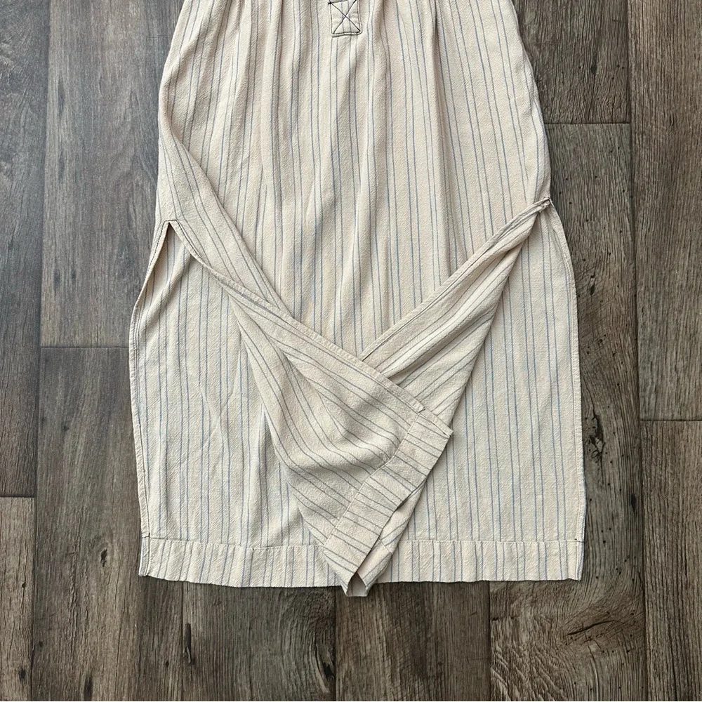 Free People Stripe Rayon Midi Shirtdress Women’s Size XS Cream Blue